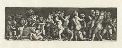 Wijnoogstende kinderen by Unknown, print, 1529