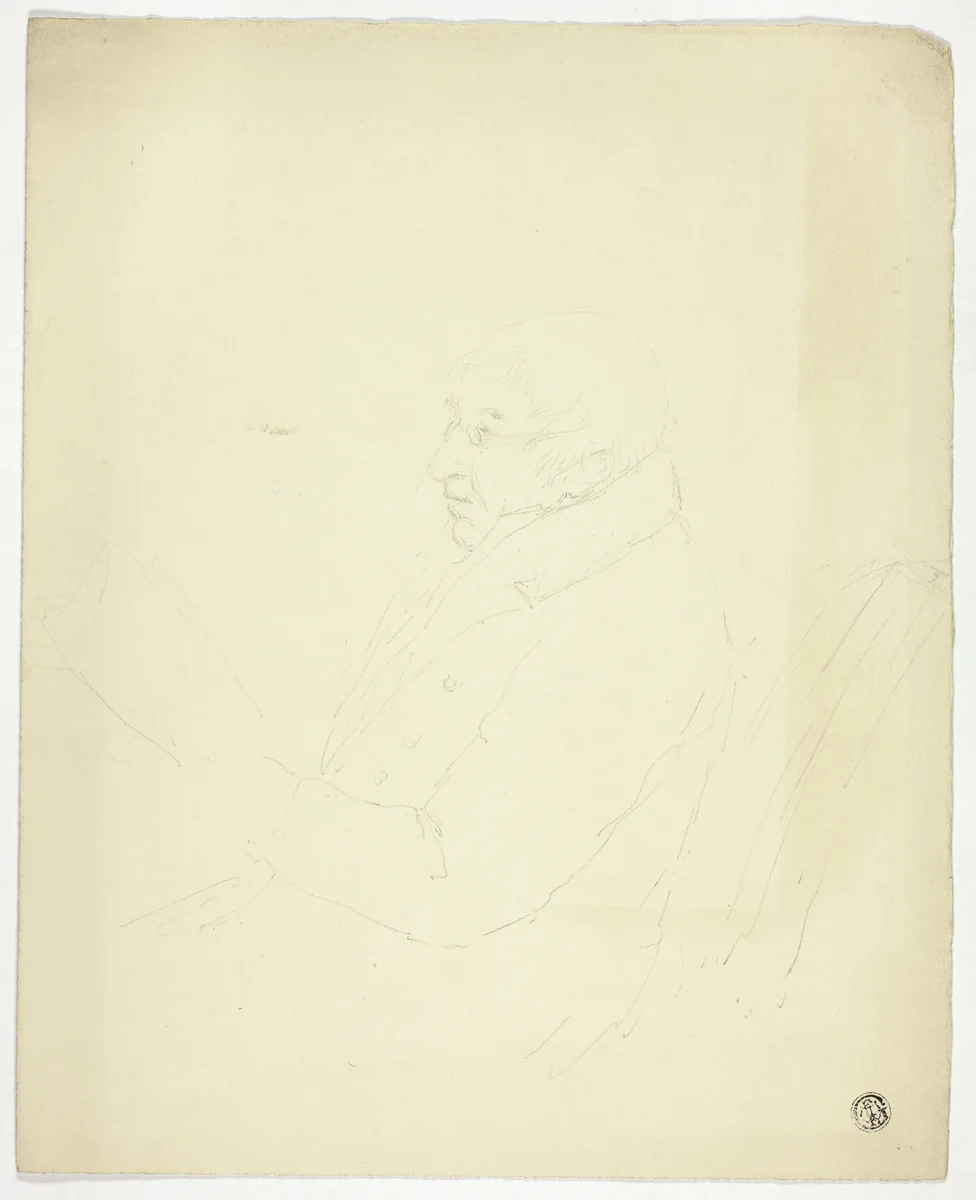 Profile of Man with Glasses Reading by Elizabeth Murray, drawing, 1835-1882