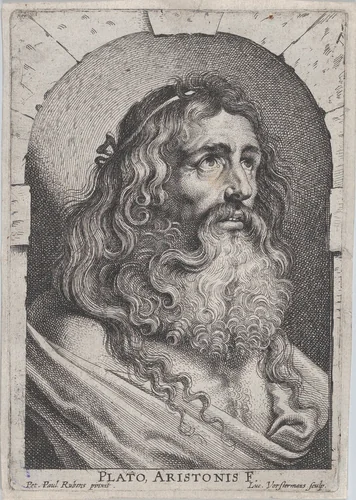 The bust of Plato, in a niche by Lucas Vorsterman, print, 1615-1625