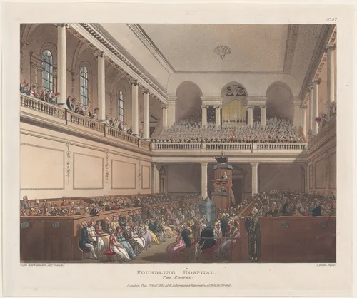 Foundling Hospital, The Chapel by Thomas Rowlandson, print, 1808