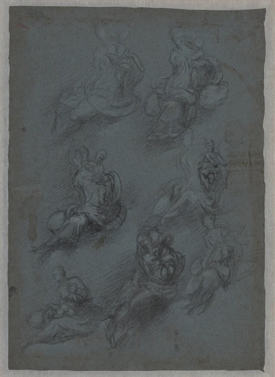 Studies for the Virgin and Child (recto) by Camillo Boccaccino, drawing, 1527-1537
