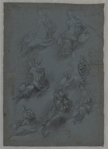 Studies for the Virgin and Child (recto) by Camillo Boccaccino, drawing, 1527-1537