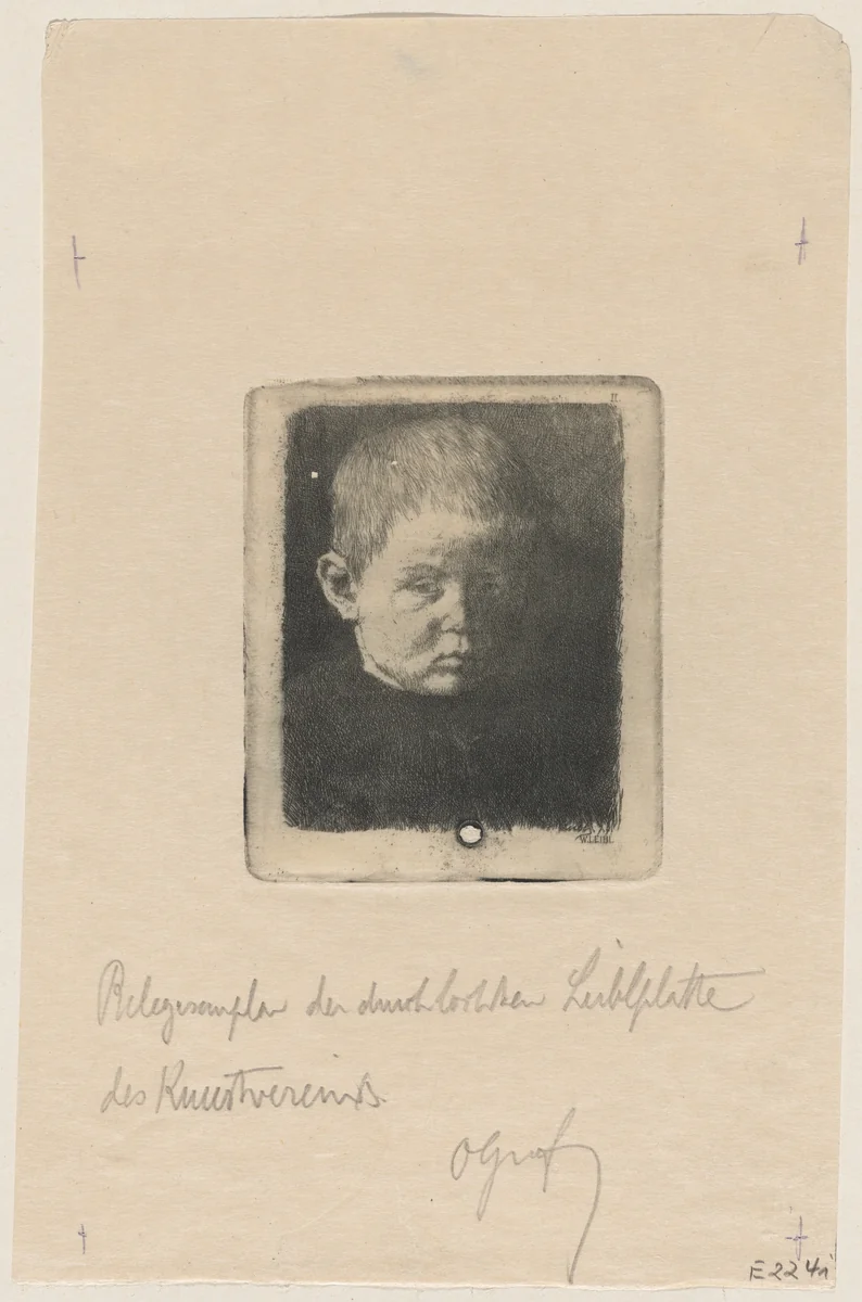 Head of a Boy by Wilhelm Leibl, print, 1874