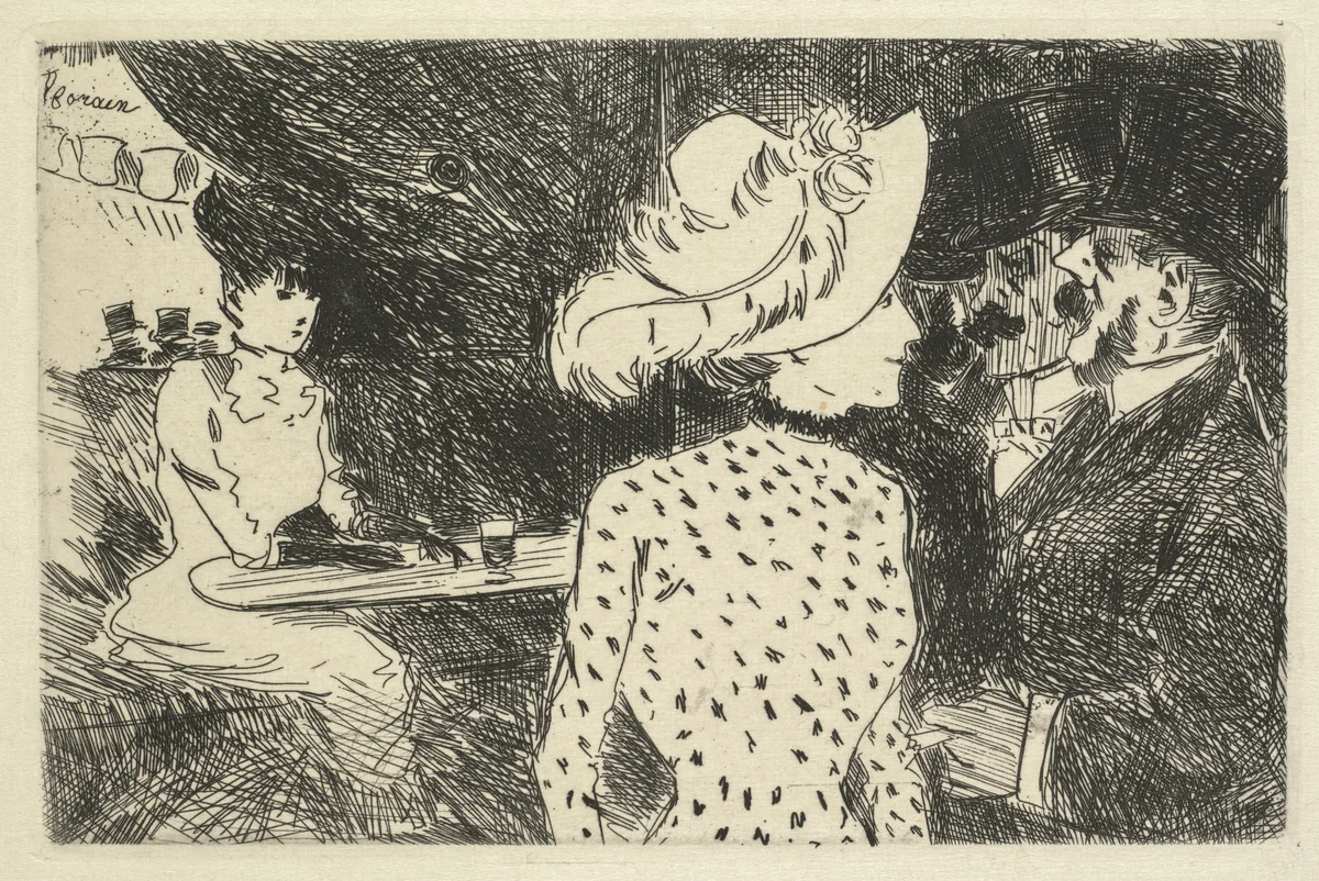 Cafe Scene (descriptive) by Jean-Louis Forain, print, 1880-1886