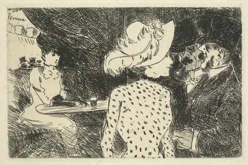Cafe Scene (descriptive) by Jean-Louis Forain, print, 1880-1886