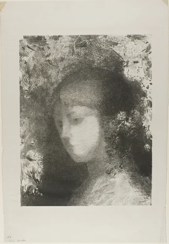 Child's Head With Flowers by Odilon Redon, print, 1897