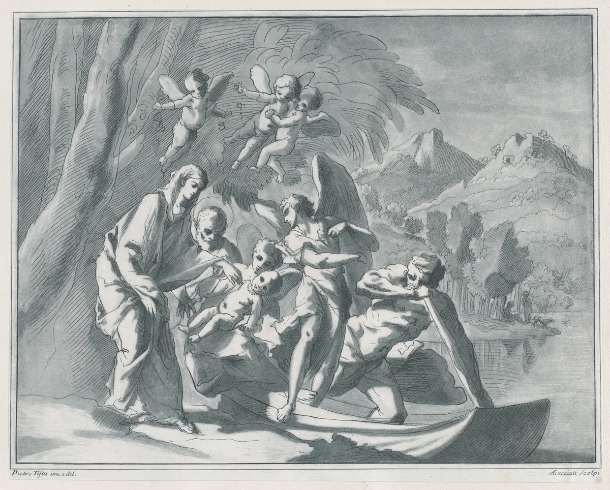 The rest on the Flight into Egypt by Andrea Scacciati, print, 1740-1775