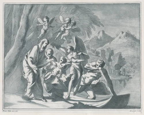 The rest on the Flight into Egypt by Andrea Scacciati, print, 1740-1775