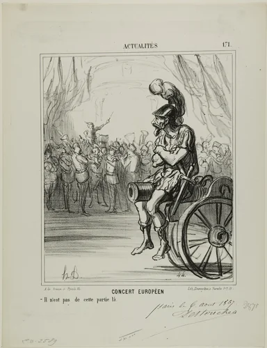 A European Concert. Not allowed to participate in this part, plate 171 from Actualités by Honoré-Victorin Daumier, print, 1867