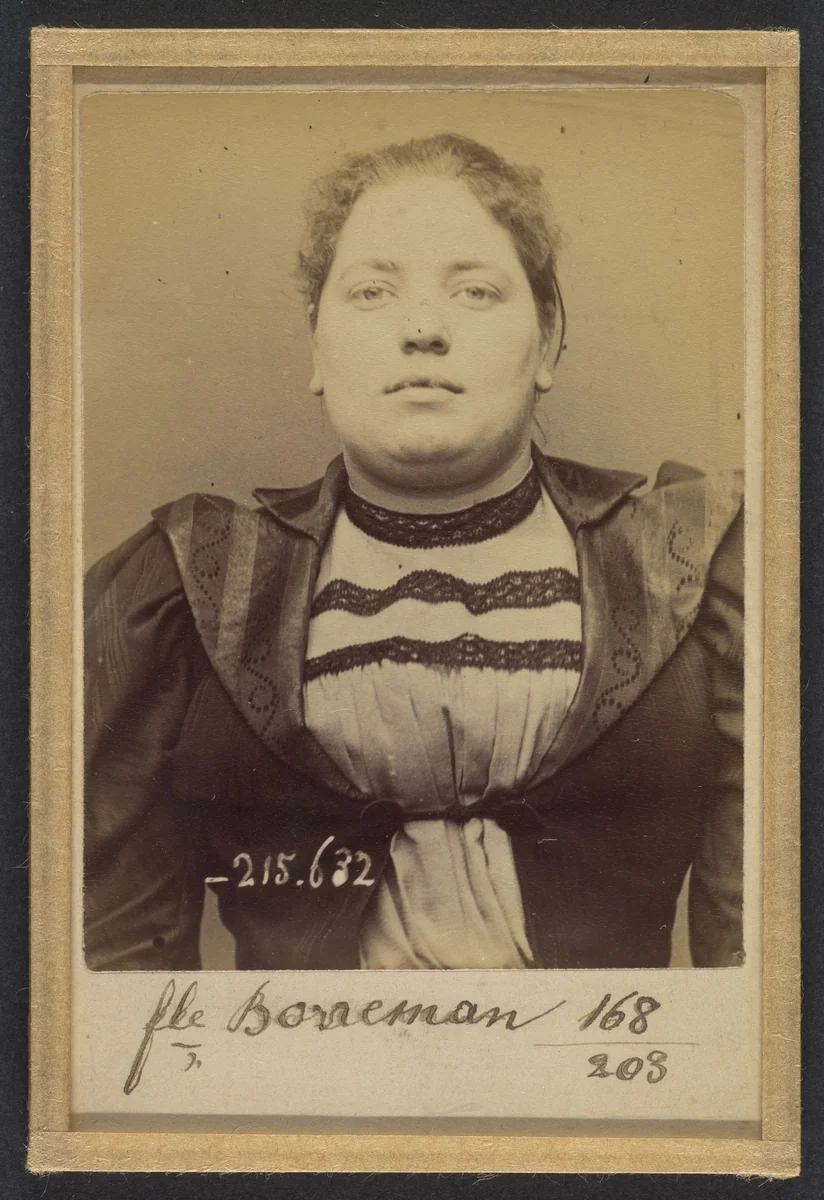Borreman. Léontine, Eugénie. 23 ans, née à Paris le 25/12/70. Papetière. Anarchiste. 13/3/94. by Alphonse Bertillon, photograph, 1894