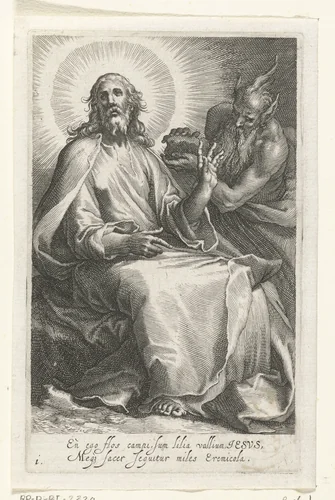 Verzoeking van Christus door Satan by Boëtius Adamsz. Bolswert, print, 1590-1612