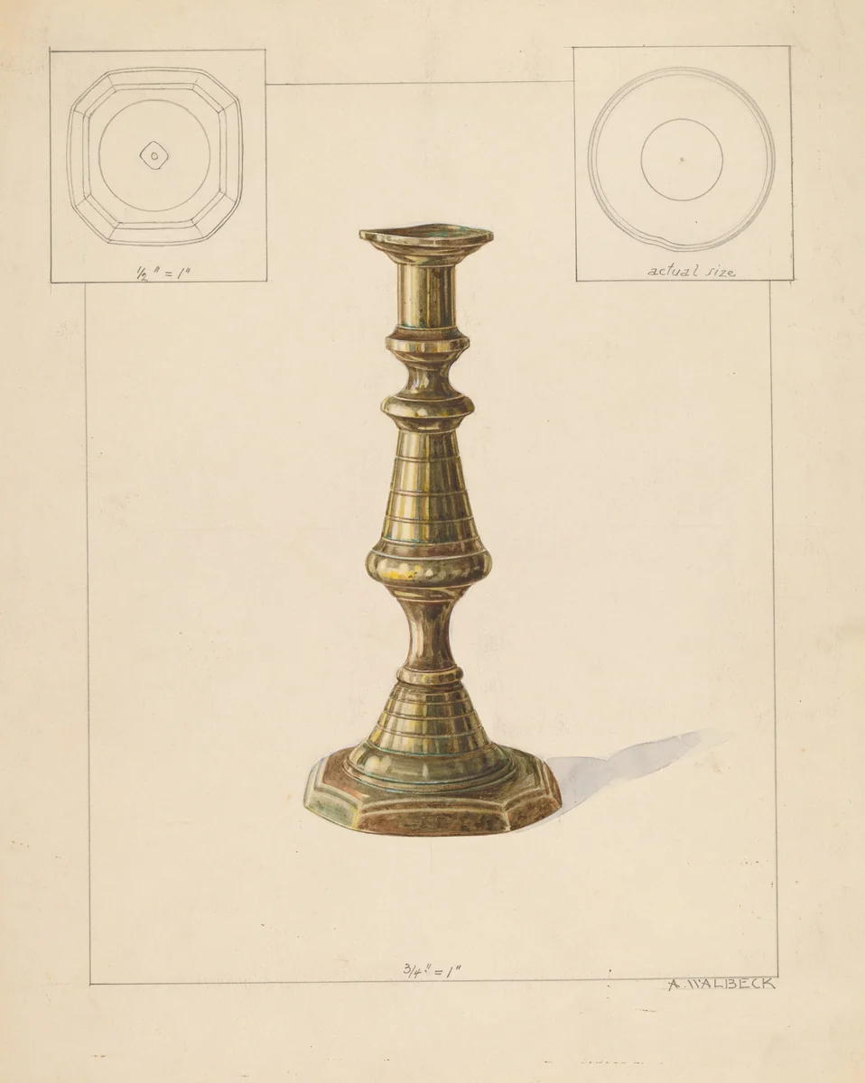 Candlestick by Alfred Walbeck, index of american design, 1937