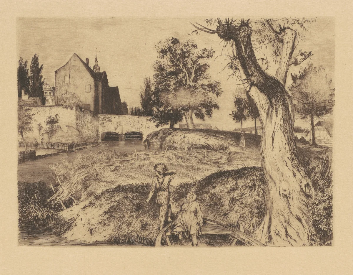 Sheep Ditch (Der Schafgraben) by Adolph Menzel, print, 1843