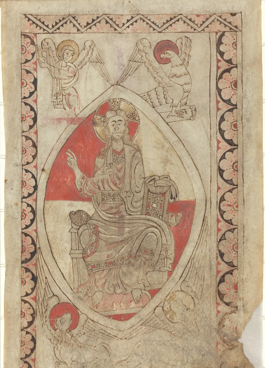 Christ in Majesty [recto] by French 12th Century, drawing, 1100-1149