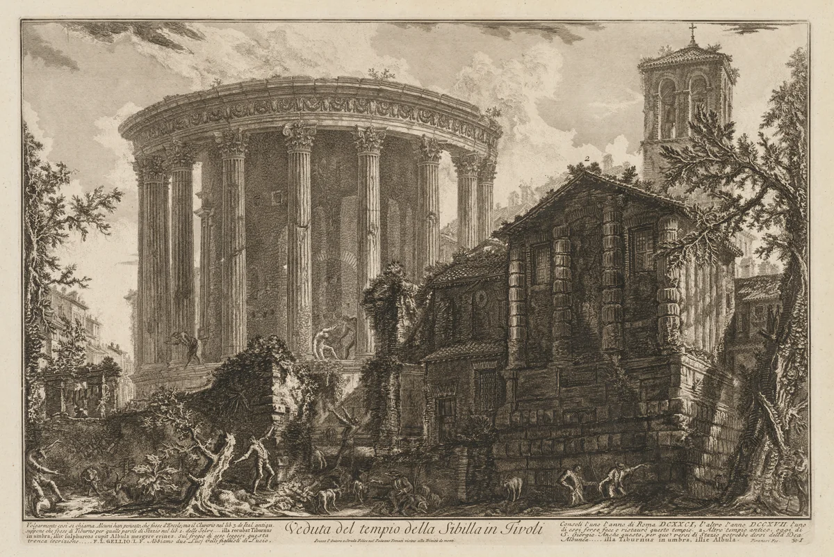 Views of Rome: Temple of the Sibyl at Tivoli by Giovanni Battista Piranesi, print, 1756-1766