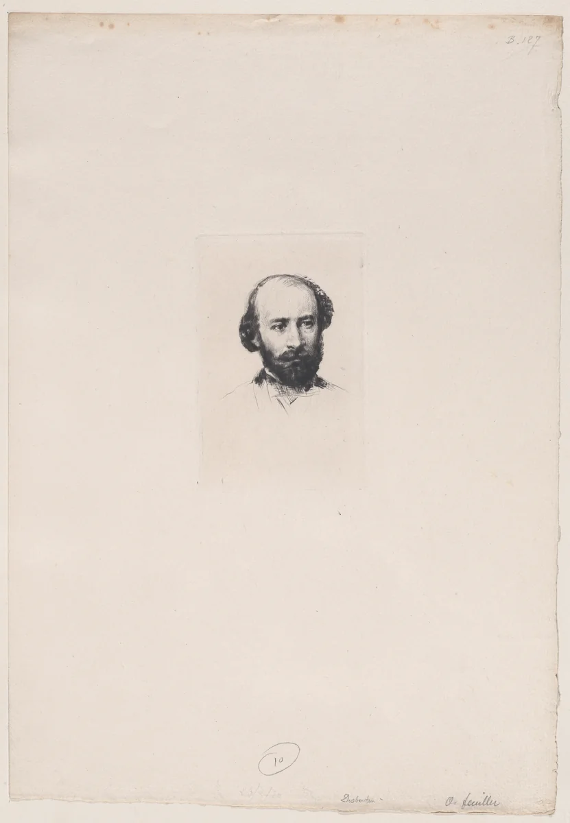 Portrait of Octave Feuillet by Marcellin Desboutin, print, 1878