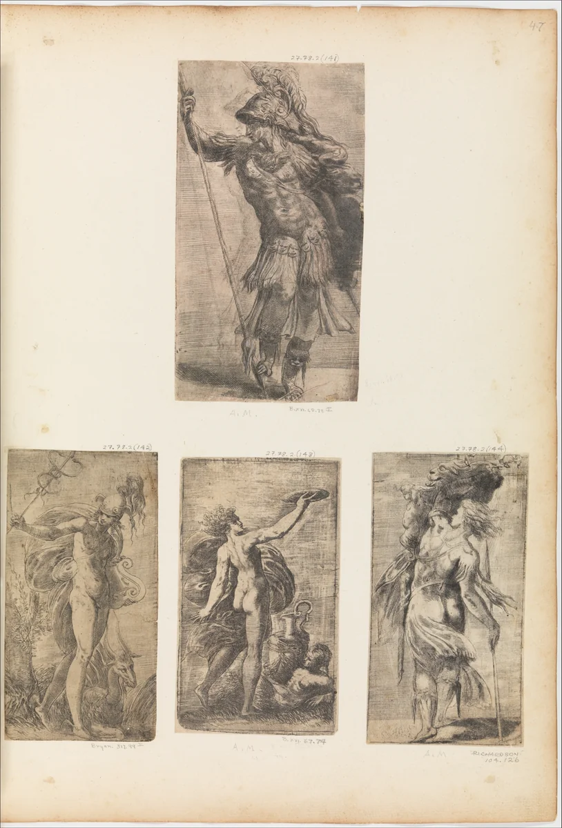 Hercules (?) by Andrea Schiavone, print, 1510-1563