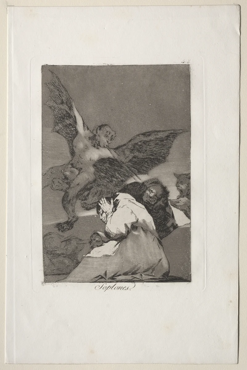 Tale-Bearers--Blasts of Wind, Plate 48 by Francisco de Goya, print, 1799