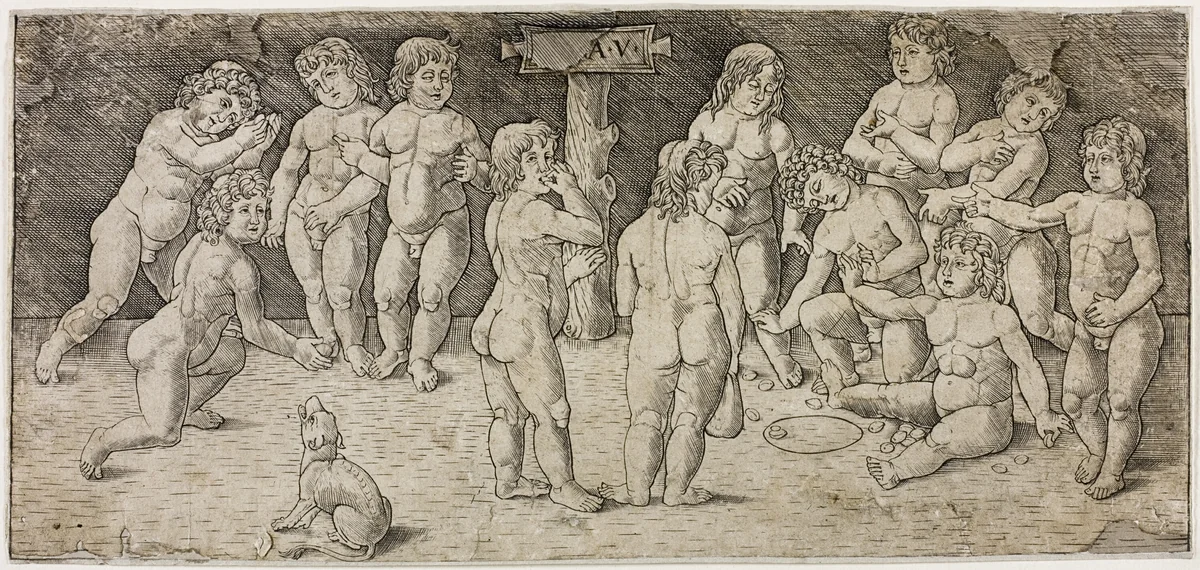 Twelve Cupids Playing by Giovanni Pietro da Birago, print, 1472-1482