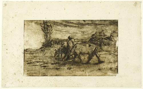 The Two Cows by Jean-François Millet, print, 1842-1852