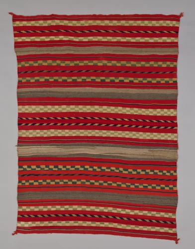 Sarape with Compound Banded Design by Navajo, textile, 1870-1895