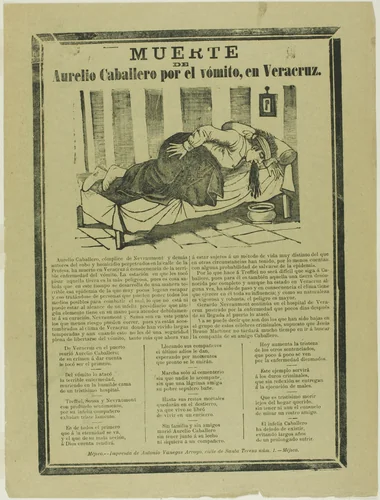 Death of Aurelio Caballero from Yellow Fever in Veracruz by José Guadalupe Posada, print, 1887-1897