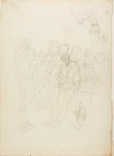 A Group of Men, and Other Sketches by Honoré-Victorin Daumier, drawing, 1852-1862