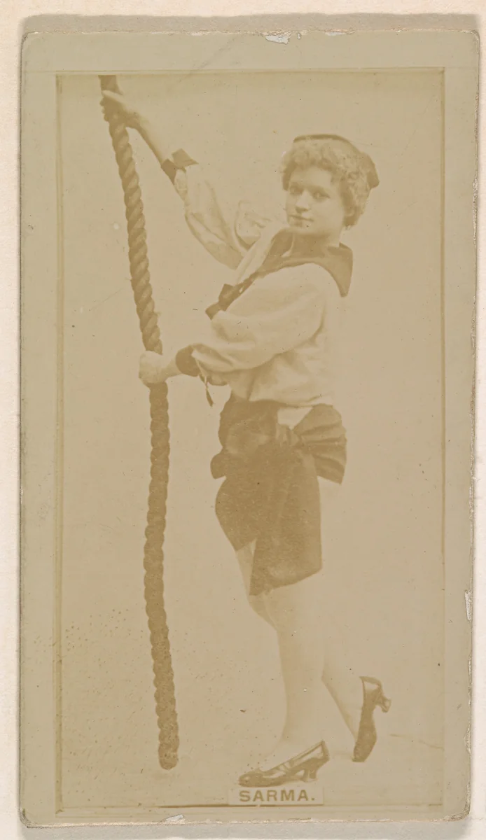 Miss Sarma, from the Actresses series (N245) issued by Kinney Brothers to promote Sweet Caporal Cigarettes by Kinney Brothers Tobacco Company, photograph, 1890