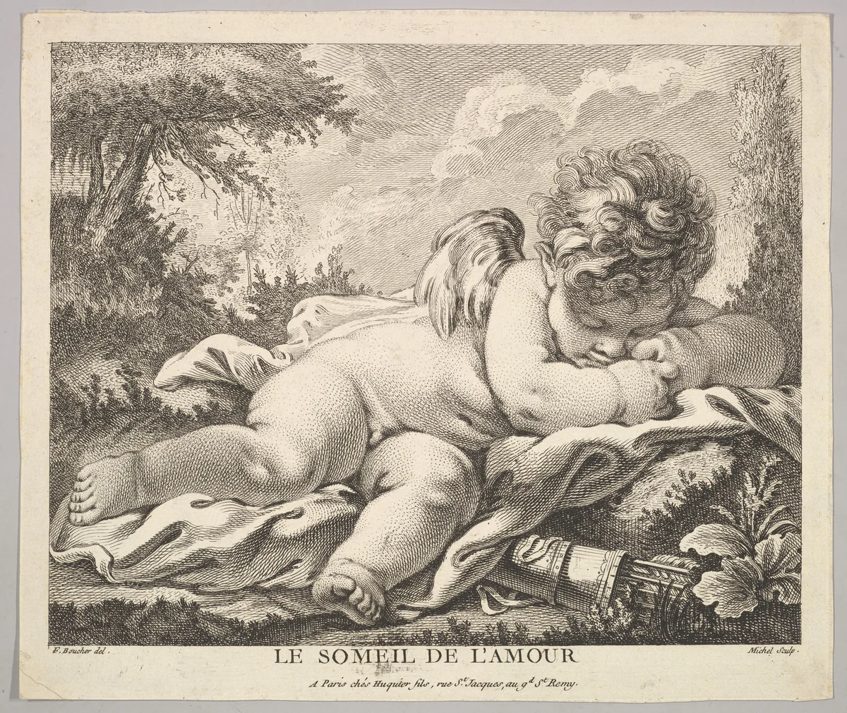 The Sleep of Cupid by Jean-Baptiste Michel, print, 1748-1804