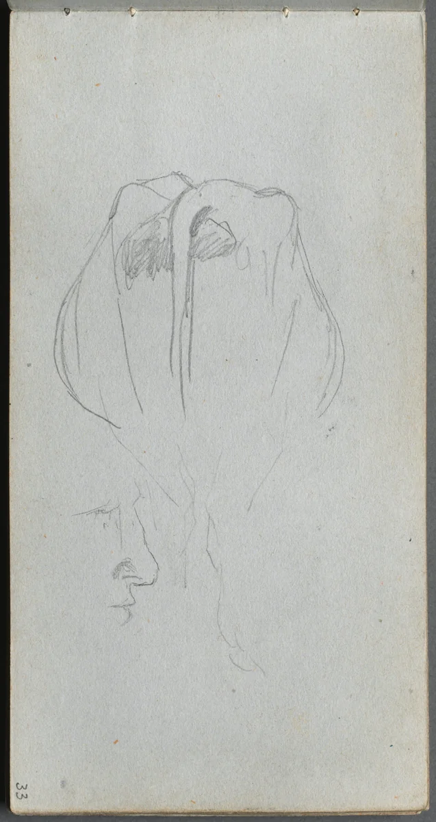 Sketchbook, page 33: Study of a Cow from Behind and Profile Study by Ernest Meissonier, book, 1860-1869