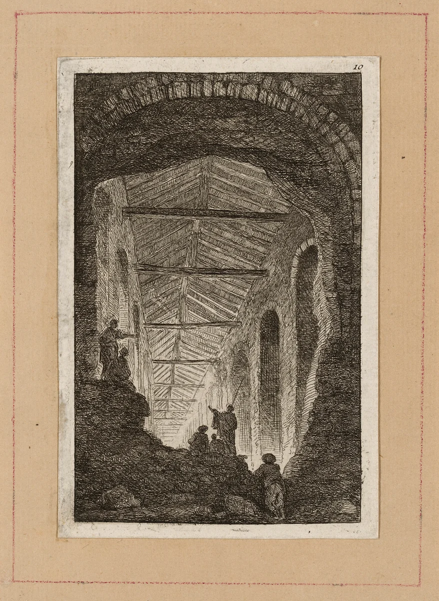 Plate Ten from Evenings in Rome by Hubert Robert, print, 1763-1764
