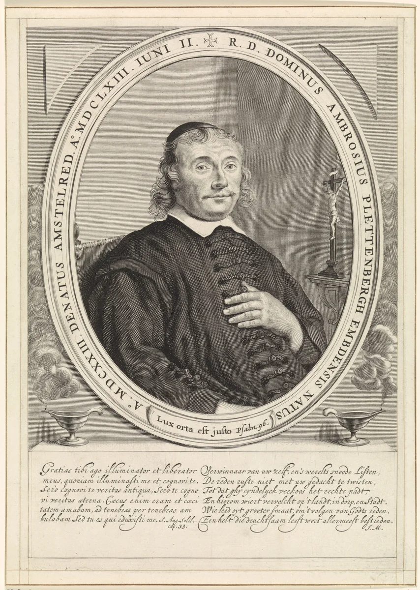Portret van Ambrosius Plettenbergh by Theodor Matham, print, 1663-1676