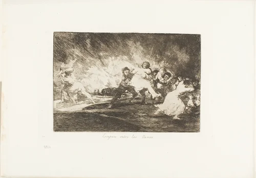 They Escape through the Flames, plate 41 from The Disasters of War by Francisco José de Goya, print, 1810-1812
