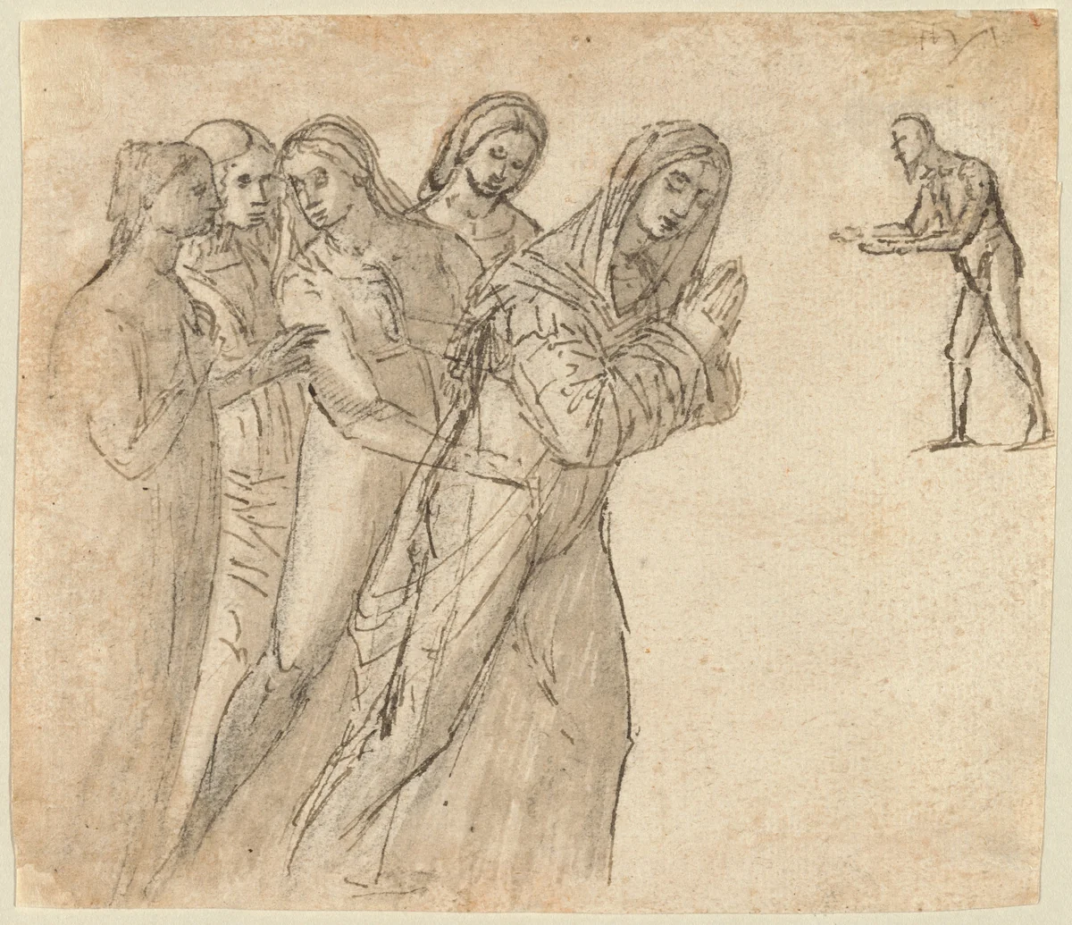 The Virgin and Four Other Women by Vittore Carpaccio, drawing, 1505-1510
