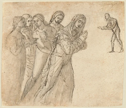 The Virgin and Four Other Women by Vittore Carpaccio, drawing, 1505-1510