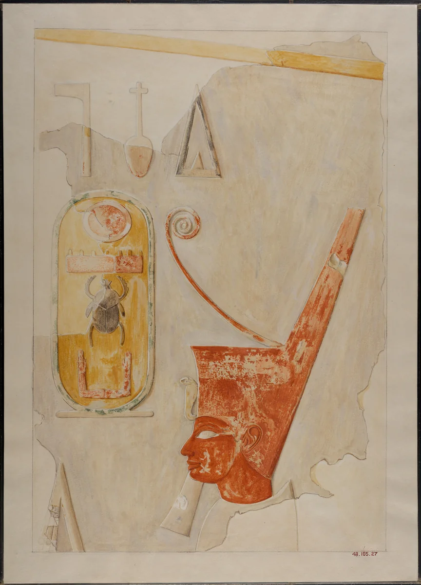 Facsimile painting from the temple of Thutmose III by Charles K. Wilkinson, artwork, -1473--1458