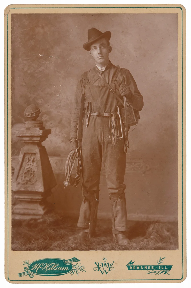 Portrait of a Telephone Lineman by Peter McWilliam, photograph, 1895-1905