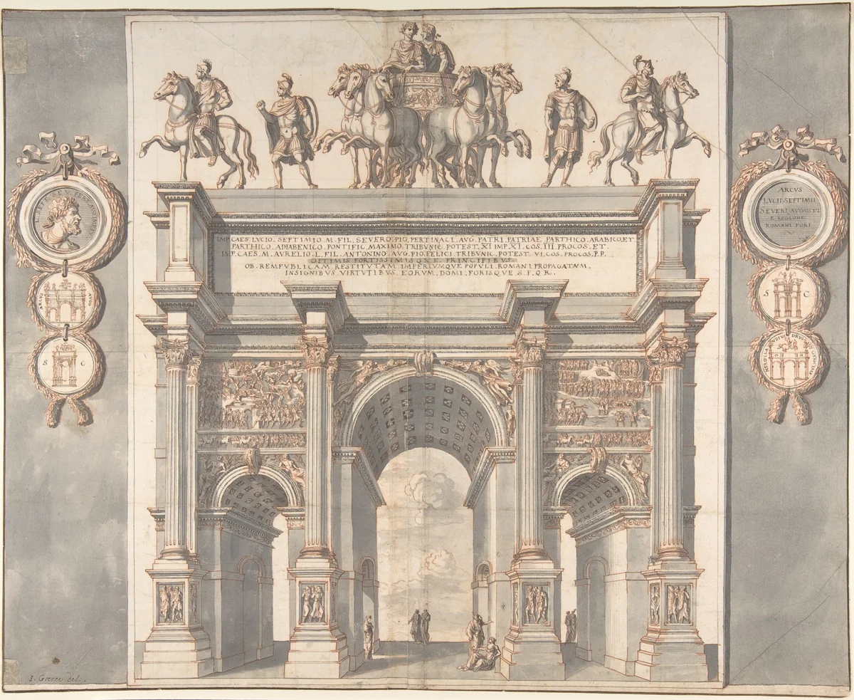 A Reconstruction of the Arch of Septimius Severus by Jan Goeree, drawing, 1690-1704