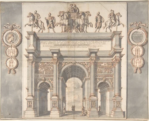 A Reconstruction of the Arch of Septimius Severus by Jan Goeree, drawing, 1690-1704