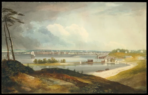 New York from the Heights near Brooklyn by William Guy Wall, artwork, 1820-1823