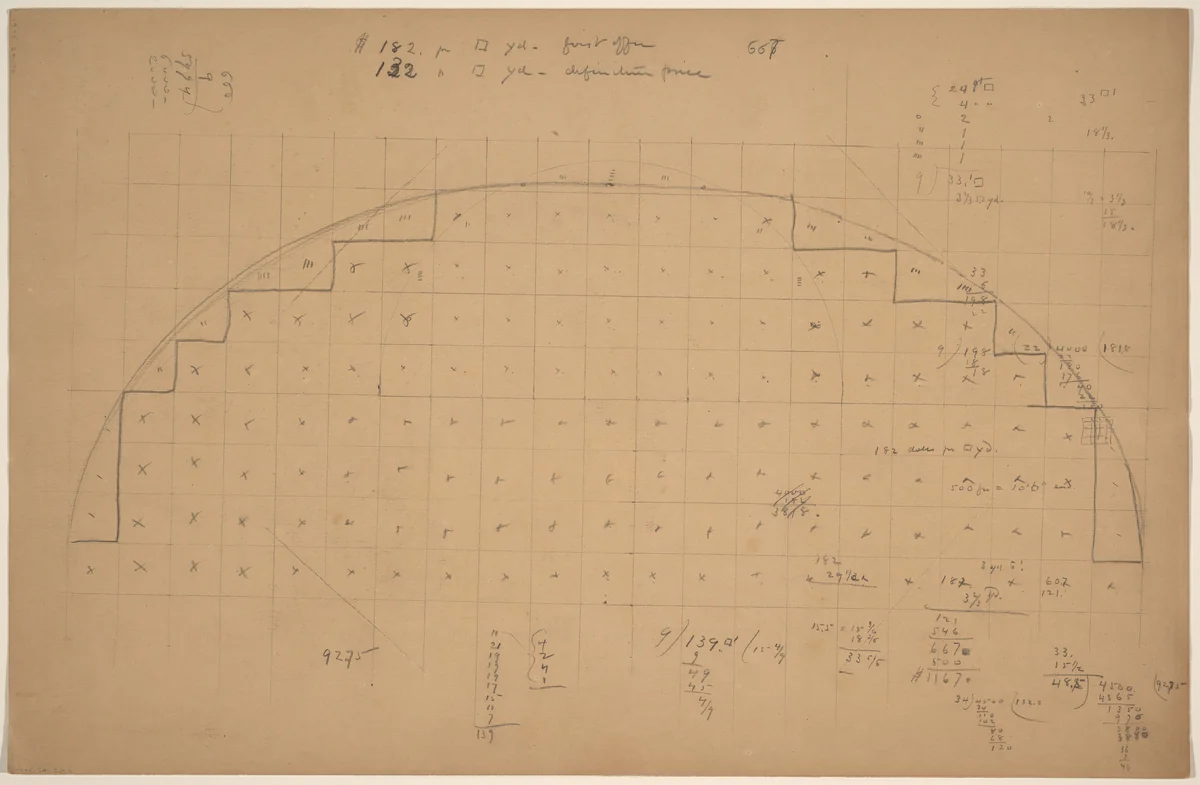 Diagram of a Lunette [verso] by Charles Sprague Pearce, drawing, 1890-1897