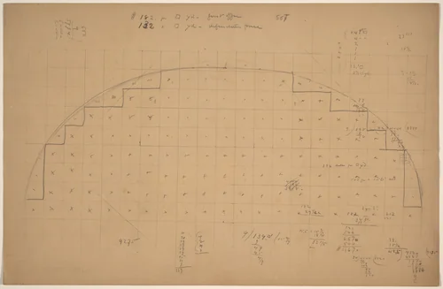 Diagram of a Lunette [verso] by Charles Sprague Pearce, drawing, 1890-1897