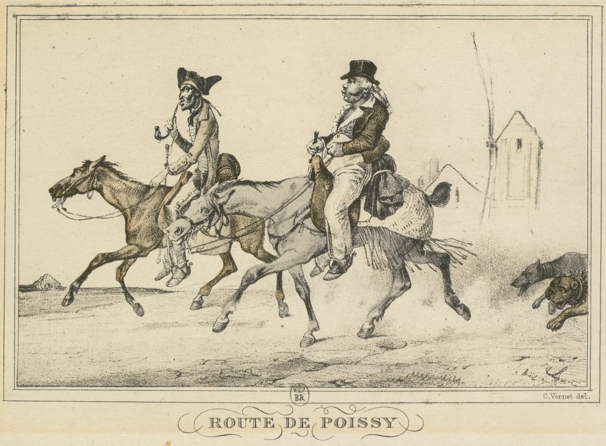Scenes of Daily Life, Roads and Paths: Road to Poissy (Scènes de la vie quotidienne, Routes et Chemins: Route de Poissy) by Carle Vernet, print, 1816