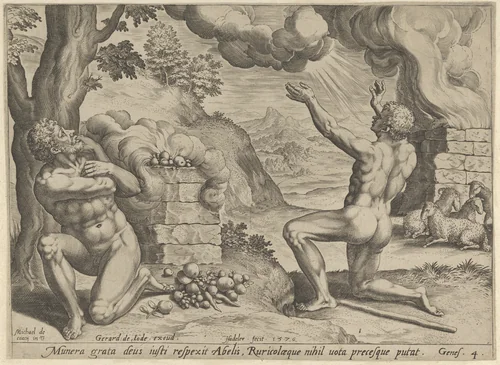 The Sacrifice of Abel, plate 1 from "The Story of Cain and Abel" by Johann Sadeler I, print, 1576