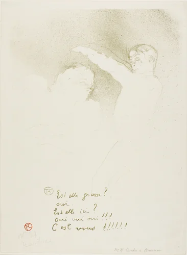 At the Variétés: Mademoiselle Lender and Brasseur by Henri de Toulouse-Lautrec, print, 1893