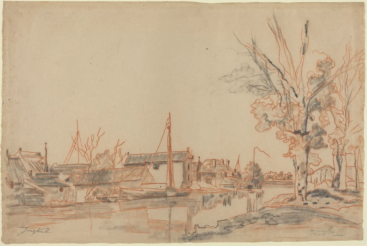 Bords de Canal by Johan Barthold Jongkind, drawing, 1819-1891