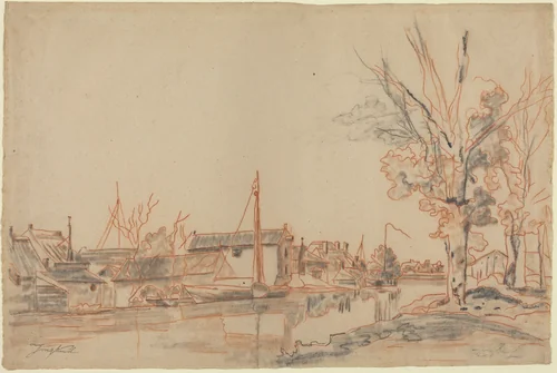 Bords de Canal by Johan Barthold Jongkind, drawing, 1819-1891