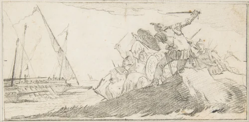 Illustration for a Book: Battle by the Sea Coast by Giovanni Battista Tiepolo, drawing, 1696-1770