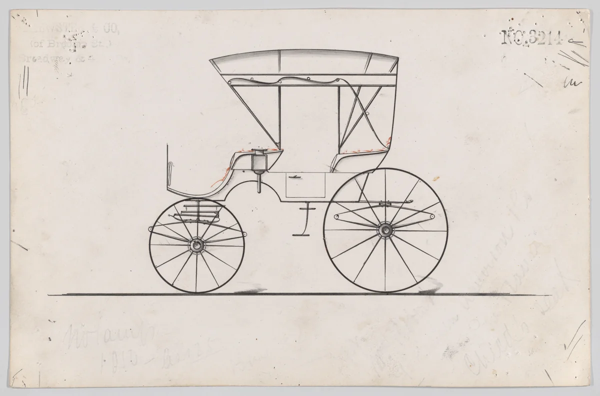 Design for Park Phaeton, no. 3214a by Brewster & Co., drawing, 1876