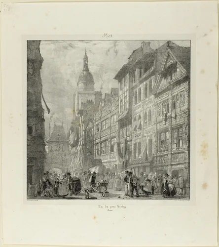 Rue du Gros Horloge by Richard Parkes Bonington, print, 1822-1828